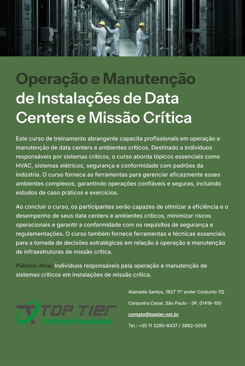 Capa do curso Operação e Manutenção de Instalações de Data Centers e Missão Crítica